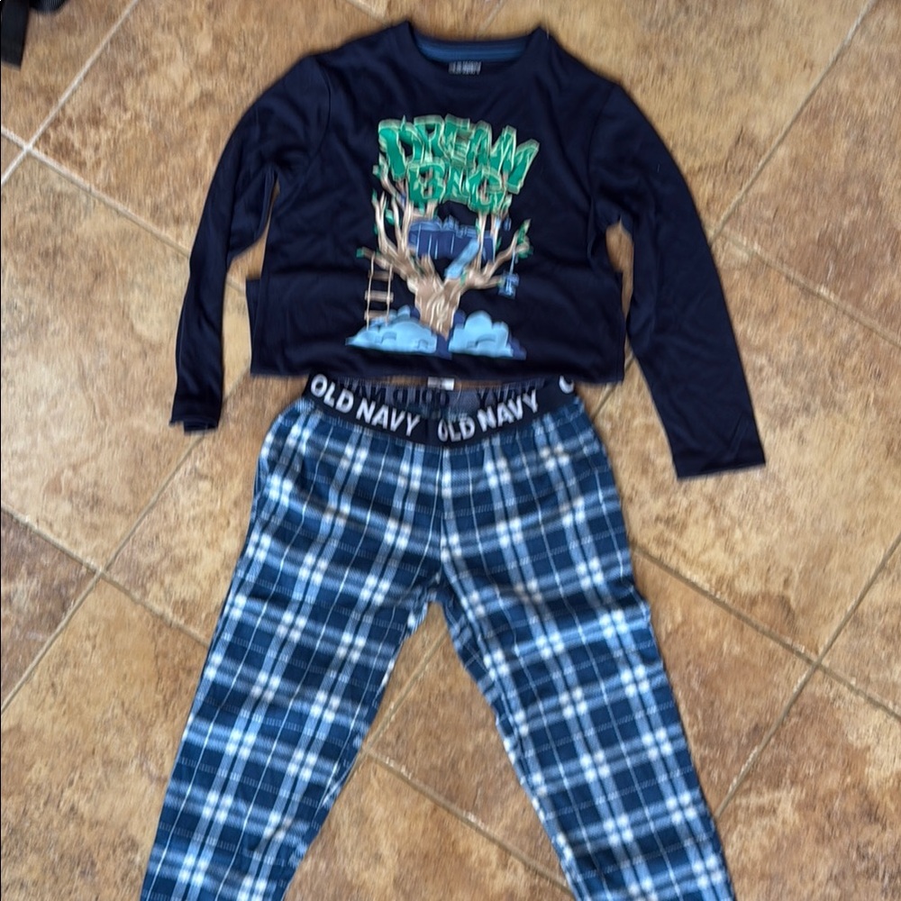 Old Navy Kids Pajamas Set - Navy and Blue Plaid